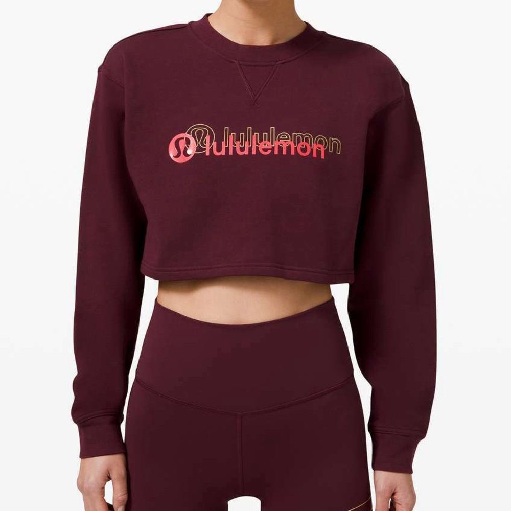 Rare NWOT Lululemon Cassis Red Lunar New Year All Yours Cropped Crew Size 10